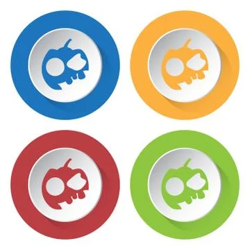 Set of four icons - pumpkin, three teeth and cap Stock Illustration