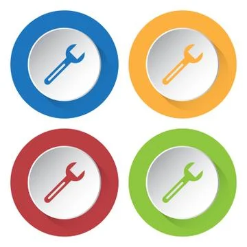 Set of four icons with spanner Stock Illustration