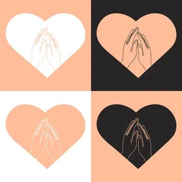 A set of four illustrations of hearts Stock Illustration