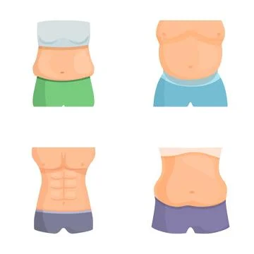 Set of four illustrations showing different male torso types and stages of Stock Illustration
