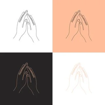 A set of four illustrations of Touch of two hands Ilustração Stock