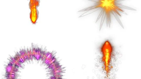 A set of four isolated color lighting effects on a white background. Stock Illustration