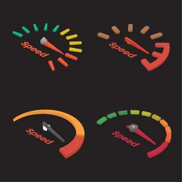 Set of four isometric speedometer scale イラスト素材