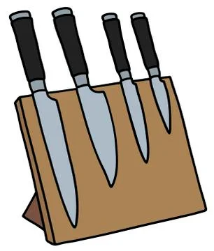 Set of four kitchen knives Stock Illustration