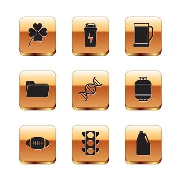 Set Four leaf clover, American Football ball, Traffic light, DNA symbol, Folder Stockillustratie