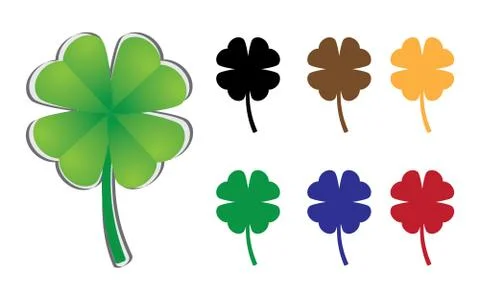 Set of four-leaf clover - illustration Stock Illustration