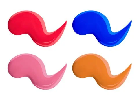 Set with four liquid sample smear of lipstick or gel nail polish cosmetic Stock Photos