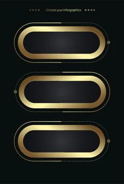 Set of four luxury options on a dark background. groups of three golden inf.. Stock Illustration