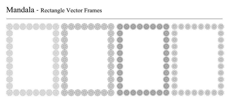 Set of four Mandala vector frames Stock Illustration