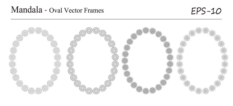 Set of four Mandala vector frames Stock Illustration
