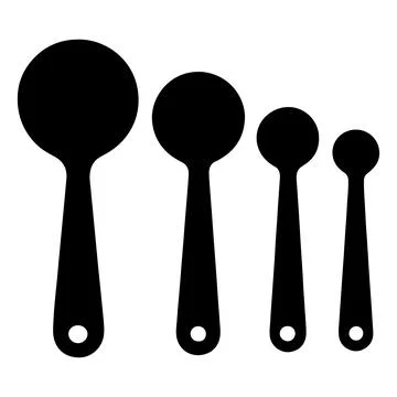 Set of four measuring spoons black silhouette vector icons isolated on whit.. Stock Illustration