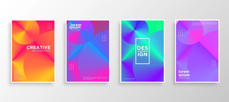 Set of four Minimal covers design. Colorful halftone gradients.modern backgro Illustrazione stock