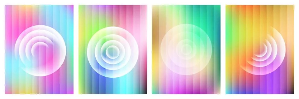 Set of four modern abstract posters featuring vibrant vertical gradient backg Stockillustratie