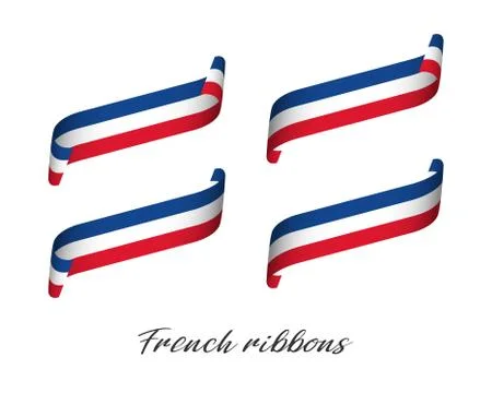 Set of four modern colored vector ribbons with French tricolor Ilustração Stock