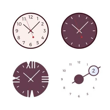 Set of four modern wall clocks Stock Illustration