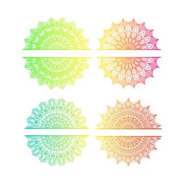 Set of four monogram mandala. Frame with space for initials. Vector illustrat Illustrazione stock
