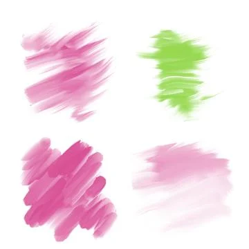 A set of four multi-colored watercolor brush strokes on a transparent backgro 스톡 일러스트