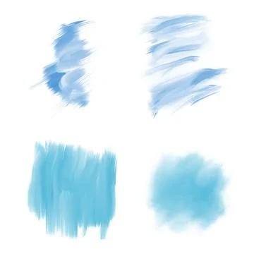 A set of four multi-colored watercolor brush strokes on a transparent backg.. 스톡 일러스트