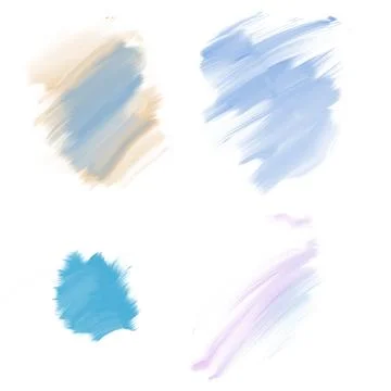 A set of four multi-colored watercolor brush strokes on a transparent backg.. 스톡 일러스트