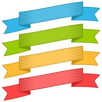 Set of four multicolor ribbons and banners for web design Stock Illustration