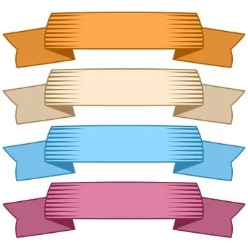 Set of four multicolor ribbons and banners for web design Stock Illustration