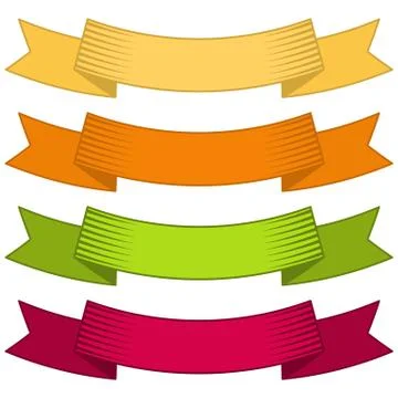 Set of four multicolor ribbons and banners for web design Stock Illustration
