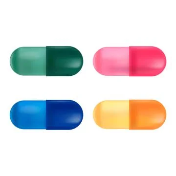 A set of four multicolored gelatin tablets Stock Illustration