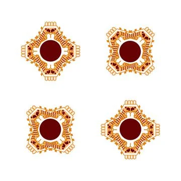 A set of four orange and red abstract designs on a white background Stock Illustration