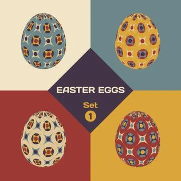 Set of four patterned Easter eggs イラスト素材