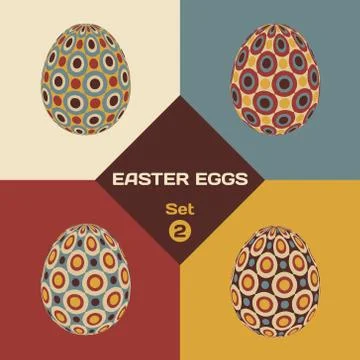 Set of four patterned Easter eggs イラスト素材