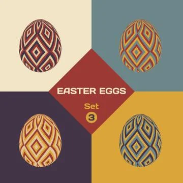 Set of four patterned Easter eggs Illustrazione stock