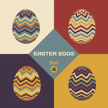 Set of four patterned Easter eggs Stock Illustration