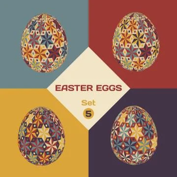 Set of four patterned Easter eggs Stock Illustration
