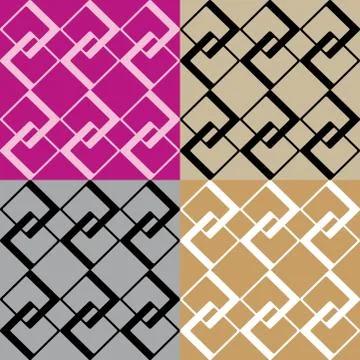 Set four patterns with colorful rhombus Stock Illustration