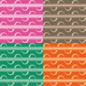 Set four patterns with green beige pink and orange waves Stock Illustration