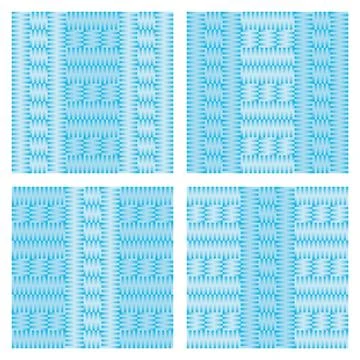 Set of four patterns that simulate knitting blue light and dark Stock Illustration