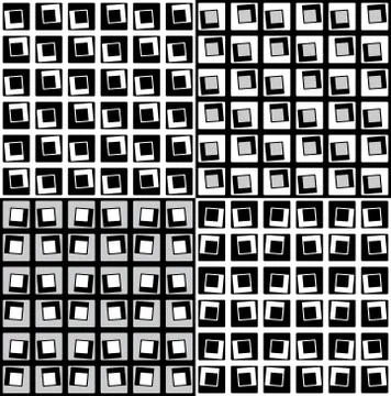Set four patterns with white grey and black squares Stock Illustration