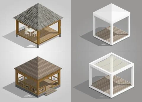 Set of four pavilions Stock Illustration