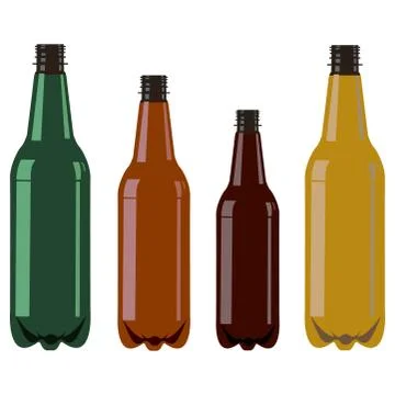 Set of four plastic bottles without any cover Illustrazione stock