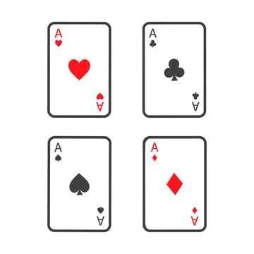 Set of four playing cards aces. Winning poker hand. Stock Illustration