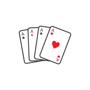 Set of four playing cards aces. Winning poker hand. Stock Illustration