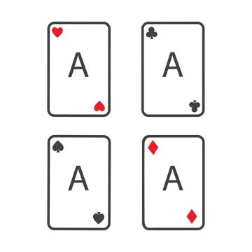 Set of four playing cards aces. Winning poker hand. Stock Illustration