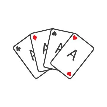 Set of four playing cards aces. Winning poker hand. Stock Illustration