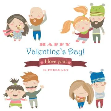 Set of four positions loving couple Stock Illustration