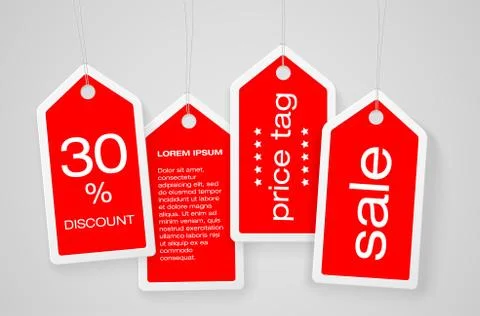 Set of four price tags with sample text Stock Illustration