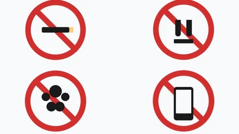 Set of Four Prohibitory Warning Signs and Symbols. Stock Footage 333373914