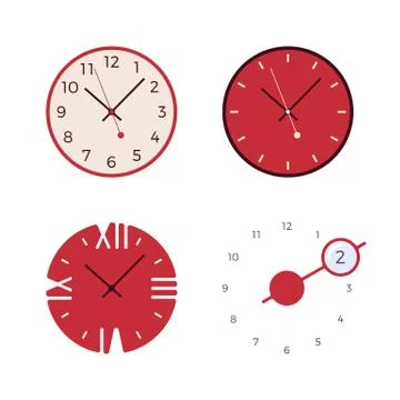 Set of four retro wall clocks Illustrazione stock