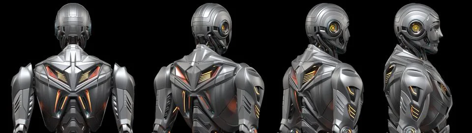 Set of four robot angles Stock Illustration