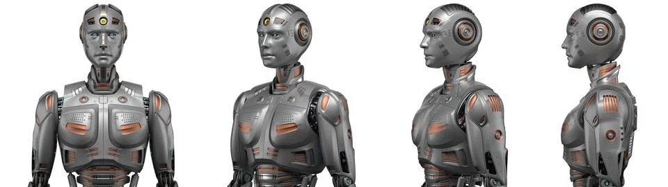 Set of four robot angles Stock Illustration