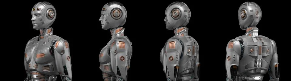Set of four robot angles Stock Illustration